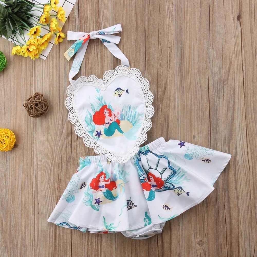 Ariel Little Mermaid Dress Heart and Lace Detail - Picture 1 of 7